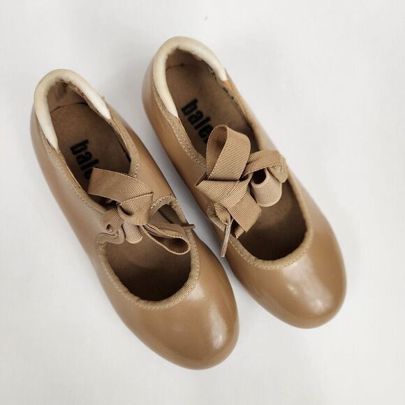 BALERA Tan Elastic Strap Bow Beginner Tap Dancing Shoes Little Girl's SZ 12.5C - Picture 2 of 12